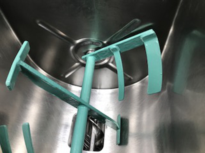 Ceramic Brushable Epoxy Coating used to repair metal blades in a bakery flour mixer suffering from corrosion