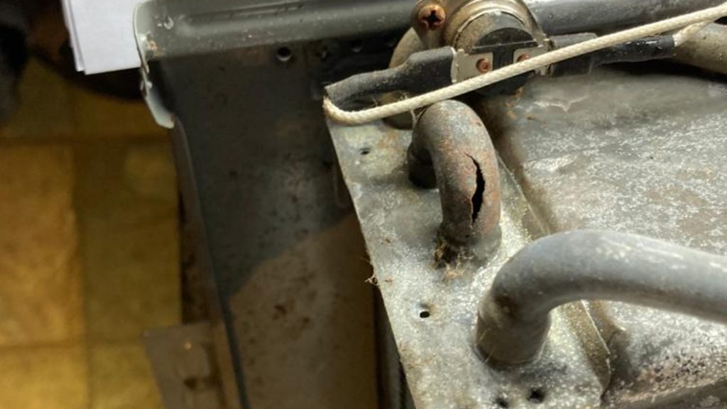 Freezing temperatures caused a copper pipe in a portable horse shower unit to burst requiring repair  