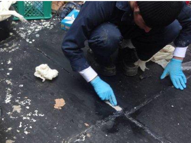 Sylmasta AB Original is easily pushed into gaps in a seawater storage tank floor repair