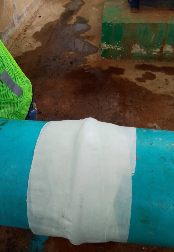 SylWrap Pipe Repair Bandage used in a live leak repair at a water treatment plant in Malaysia