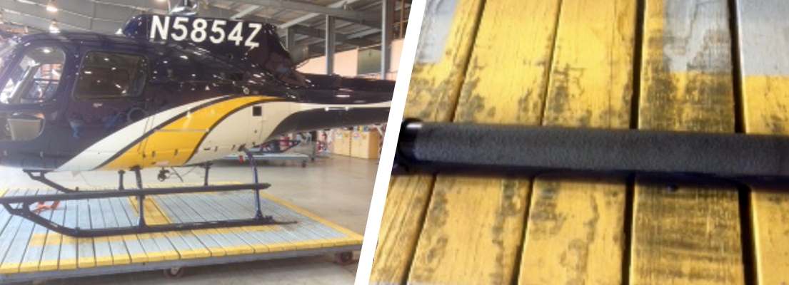 Liquid Metal Epoxy Coating and silicon carbide grit are used to create anti slip surface on the legs of every helicopter belonging to the Puerto Rico Power Authority