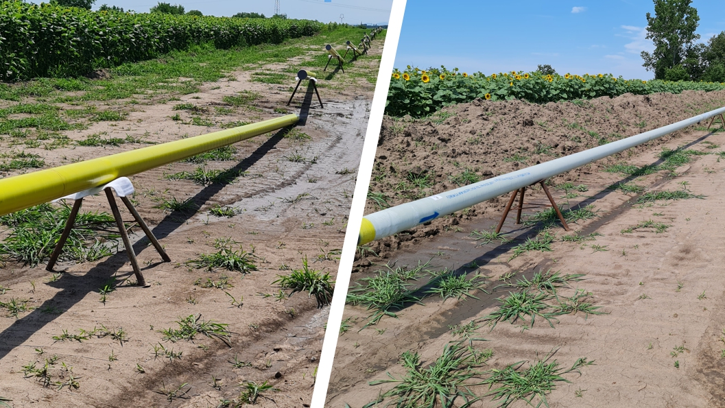 Natural gas pipeline undergoing trenchless pipe installation is given protection using SylShield Pipe Weld & Protection Wrap