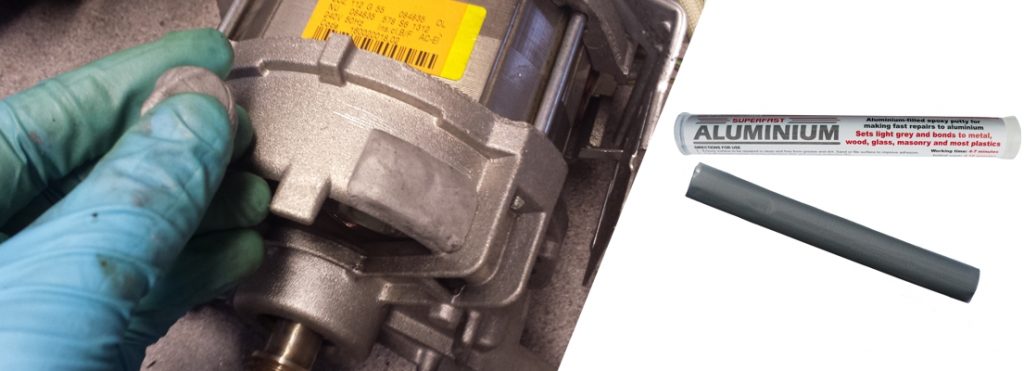 Superfast Aluminium is an epoxy putty in a stick format used to make fast working repairs to aluminium alloy and other alloys