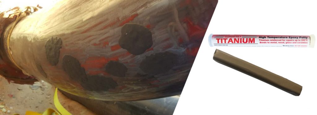 Superfast Titanium Epoxy Putty Stick is for high temperature applications, offering resistance up to 280°C.