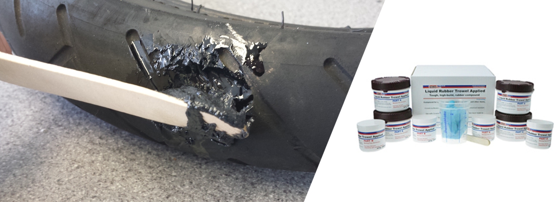 Liquid Rubber Trowel Applied Paste is a tough, high-build rubber paste used to seal, repair and fill damage on rubber and other materials