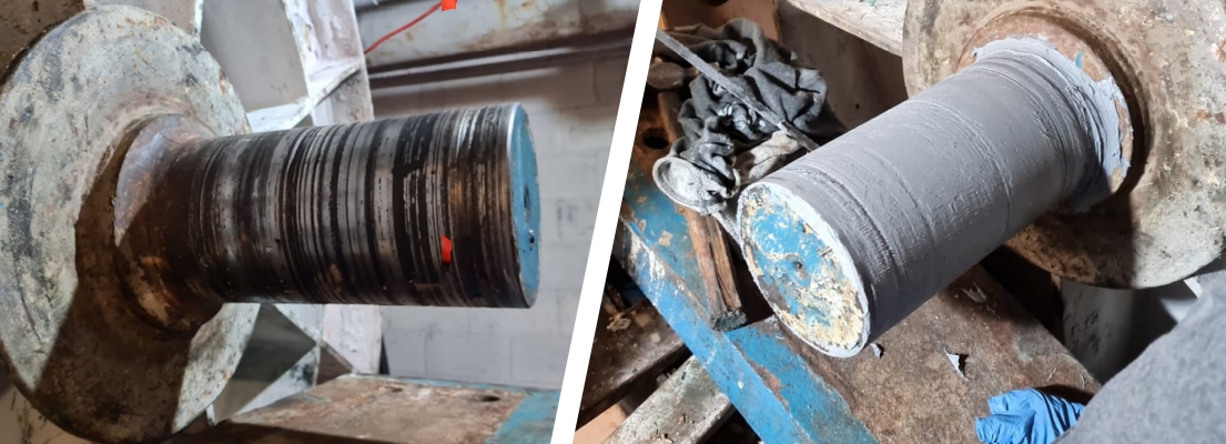 Worn shaft repair made using Titanium Supergrade HT Epoxy Paste