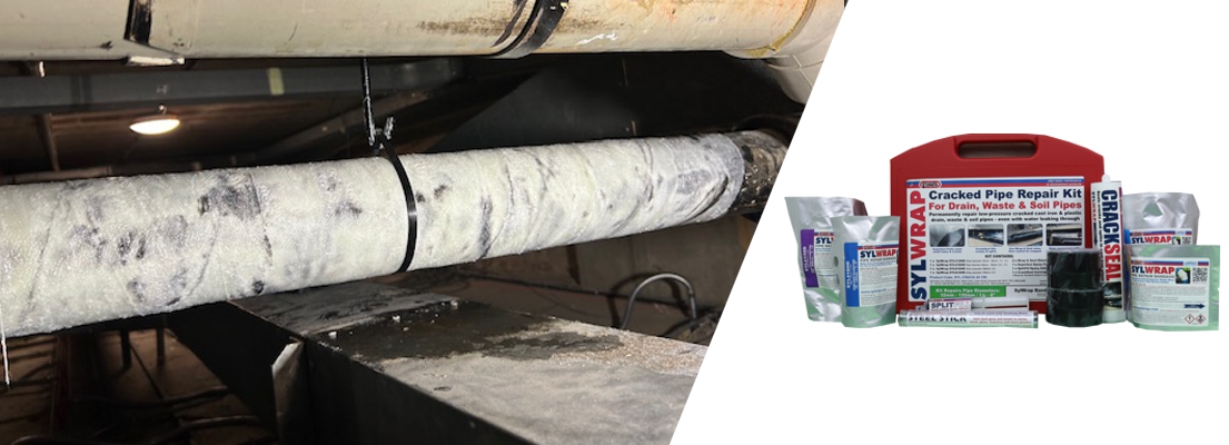 The SylWrap Drain & Waste Pipe Repair Kit seals cracks in cast iron and splits in plastic drain, waste and soil pipes