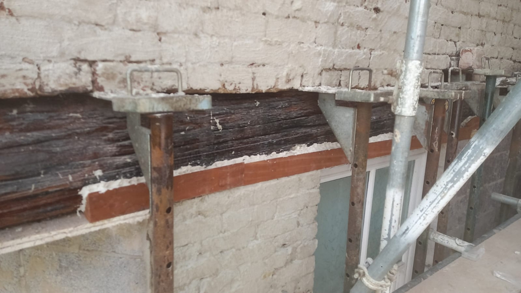 Rotted wood beam repair made using Sylmasta AB Original during a home renovation project