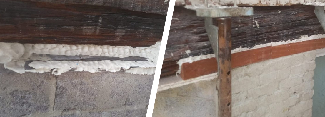 Rotted wood beam repair with all gaps and voids filled using Sylmasta AB Original Epoxy Putty