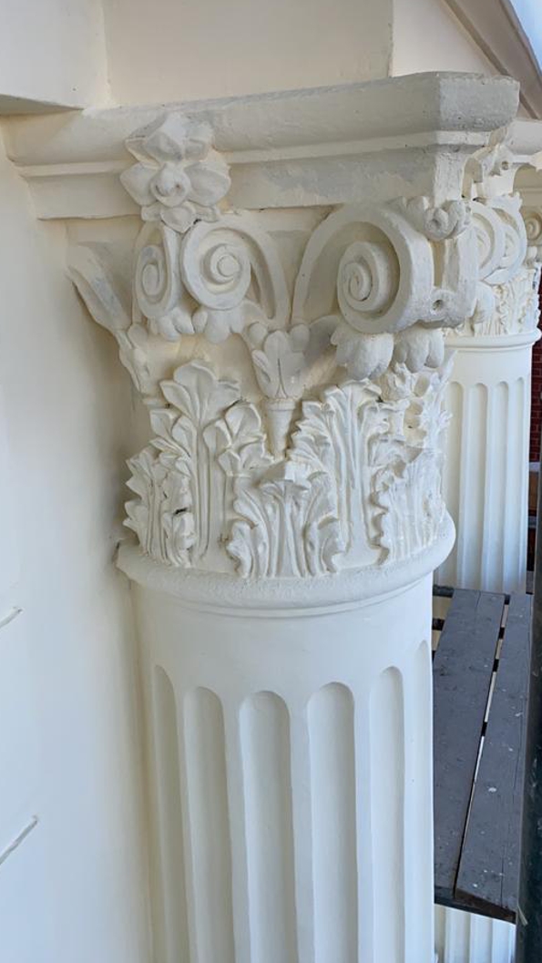 AB Original Epoxy Putty replaces details lost to erosion on Roman style concrete composite order column captials