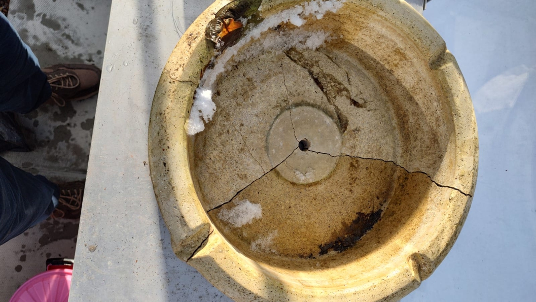 Cracked stone water fountain repair with reassembly made using Rapid 5 Minute Epoxy Adhesive