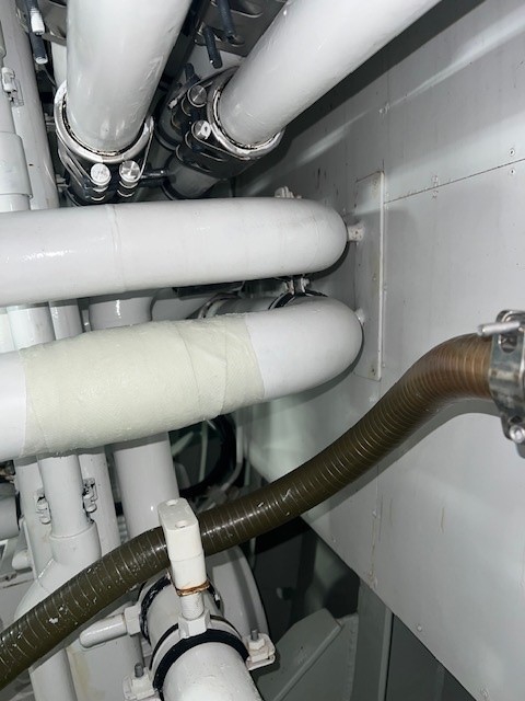 SylWrap HD Pipe Repair Bandage used to seal a leaking bilge pump pipe on board a super yacht