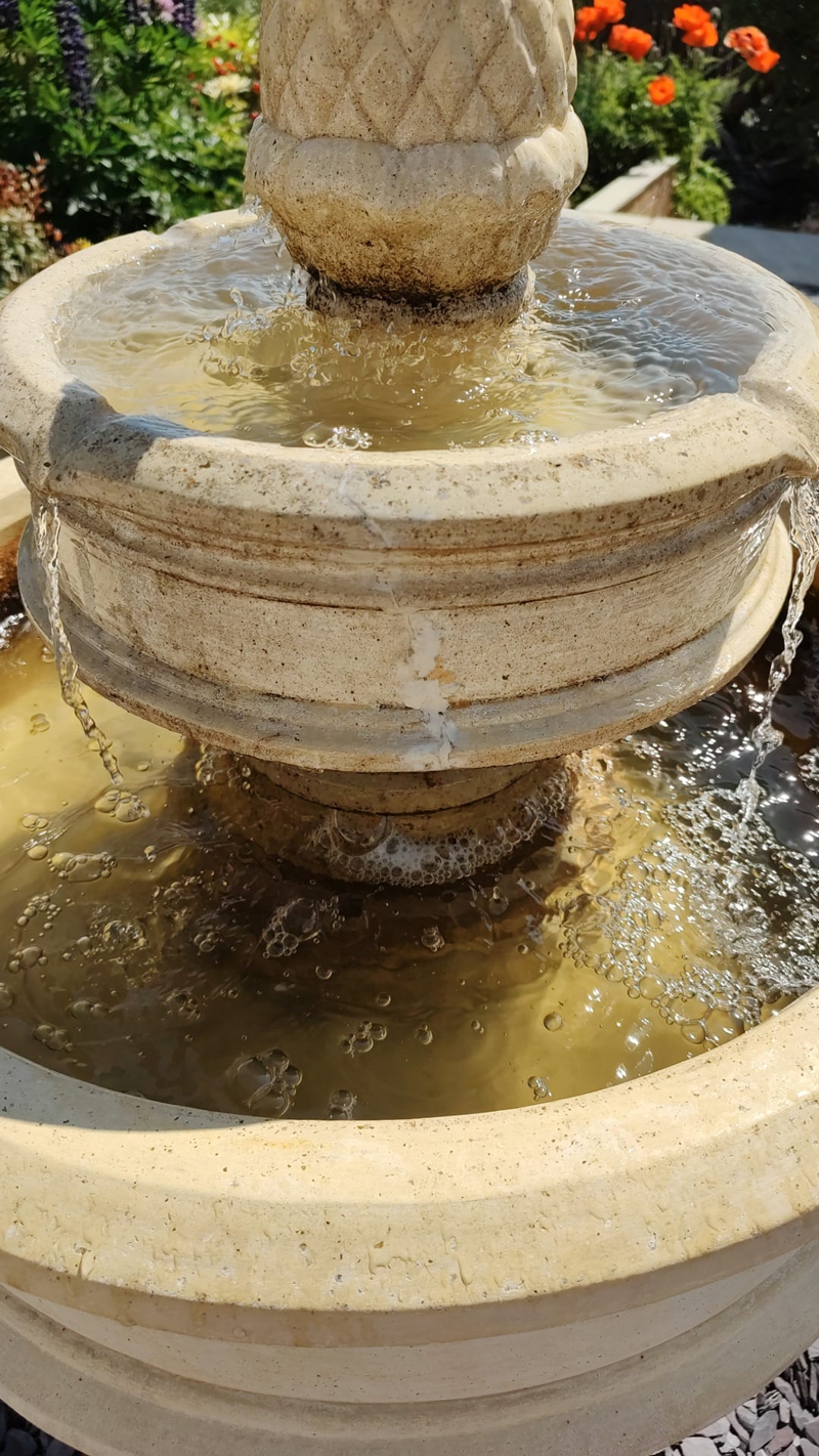 Composite stone water fountain repair completed with Sylmasta products