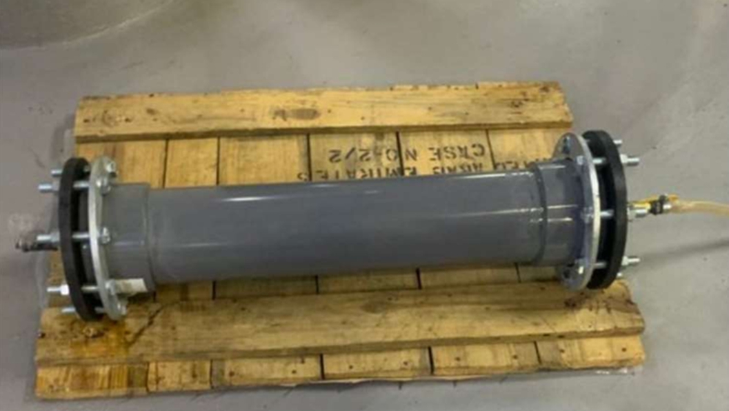 An ABS pipe test rig constructed to help SylWrap qualify for the repair of leaking joints in a chilled water district cooling system