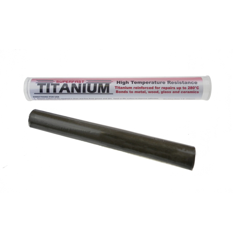 Superfast Titanium Epoxy Putty makes fast working, high strength repairs to steel and other metals in high temperature applications