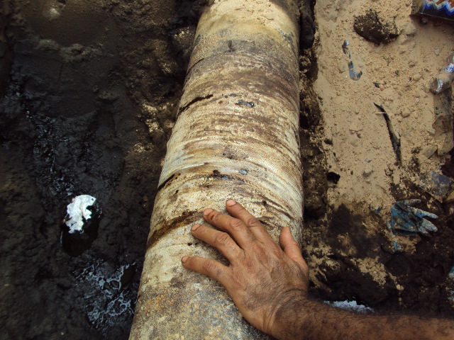 An underground oil pipe in Libya having undergone repair with a SylWrap Pipe Repair Kit