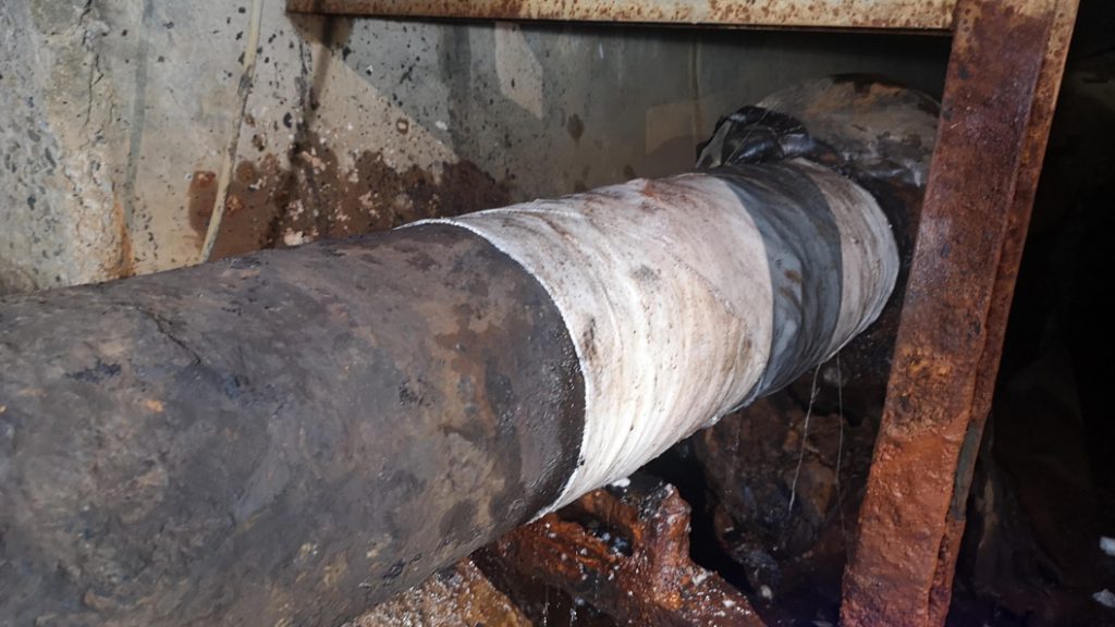 SylWrap HD applied to corroded pipe in a district heating system as part of a repair application