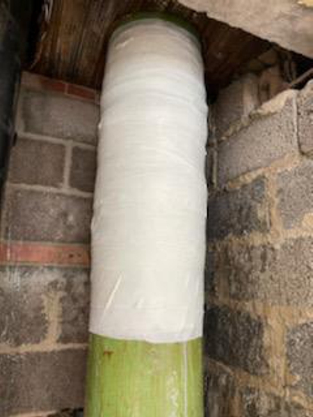 A pipe in a hospital air conditioning system put back into operation with a SylWrap Pipe Repair Kit