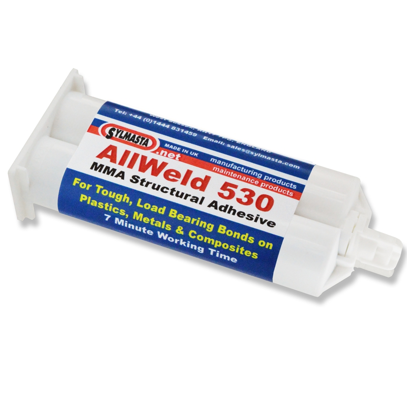 AllWeld 530 is used for high-strength bonding of plastic as an alternative to epoxy putty