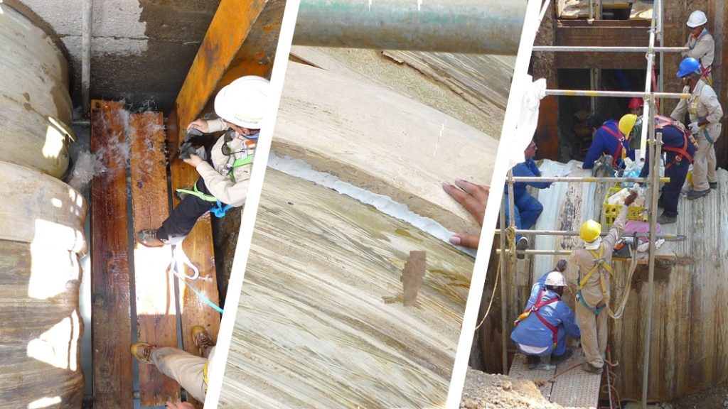 Repair of 3 metre diameter FRP pipe at a desalination plant in Saudi Arabia