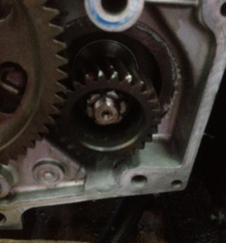 A 466 international engine timing cover having undergone repair using Industrial Metal Epoxy Paste to attend to a hairline crack