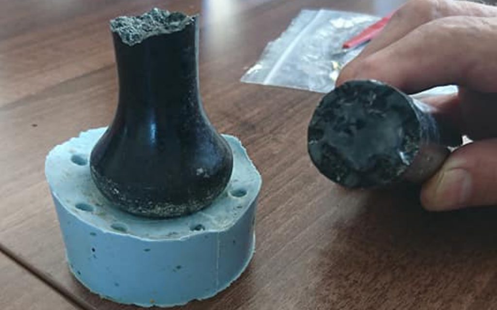 Sylmasta Rapid 5 Minute Epoxy Adhesive applied to a granite pestle as part of a pestle and mortart repair