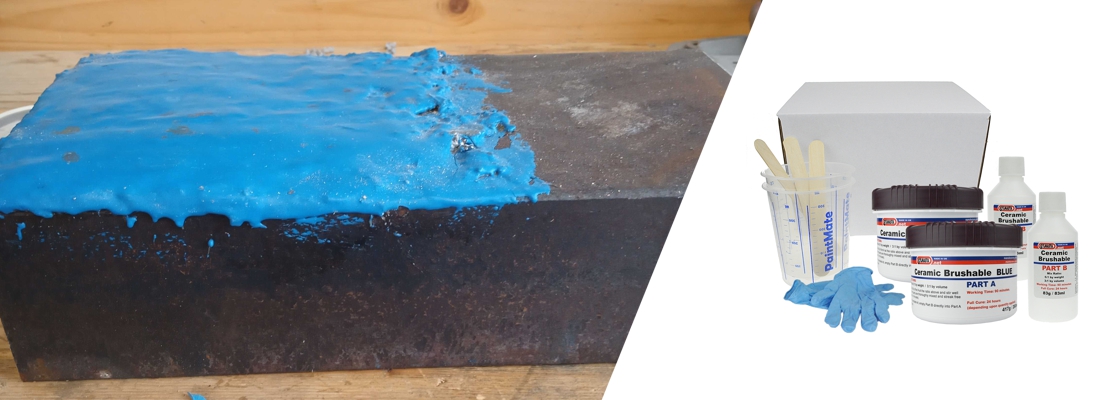 Ceramic Brushable Blue Epoxy Coating is reinforced with silicon carbide giving it an ultra smooth, abrasion resistant finish