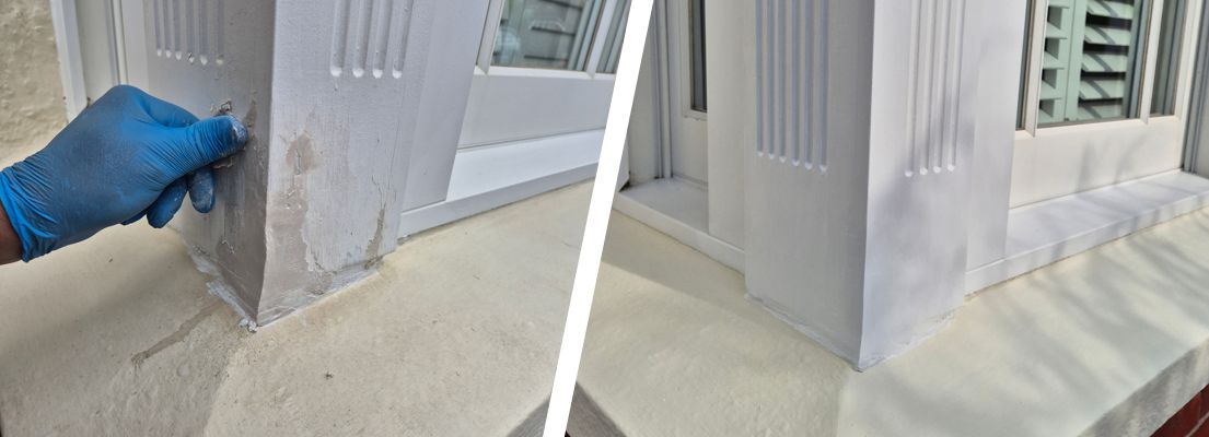 A rotted bay sash window frame undergoes repair and rebuild using Sylmasta AB Original Epoxy Putty