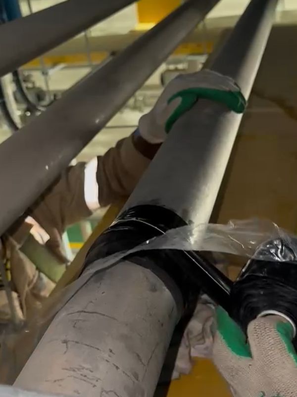 Wrap & Seal Pipe Burst Tape applied to create a high pressure repair to a leaking methanol pipe at a chemical plant in Saudi Arabia