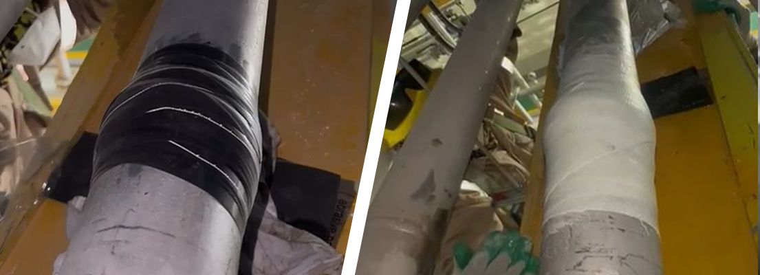 A SylWrap pipe repair made to a leaking 300mm stainless steel methanol line at a chemical plant in Saudi Arabia
