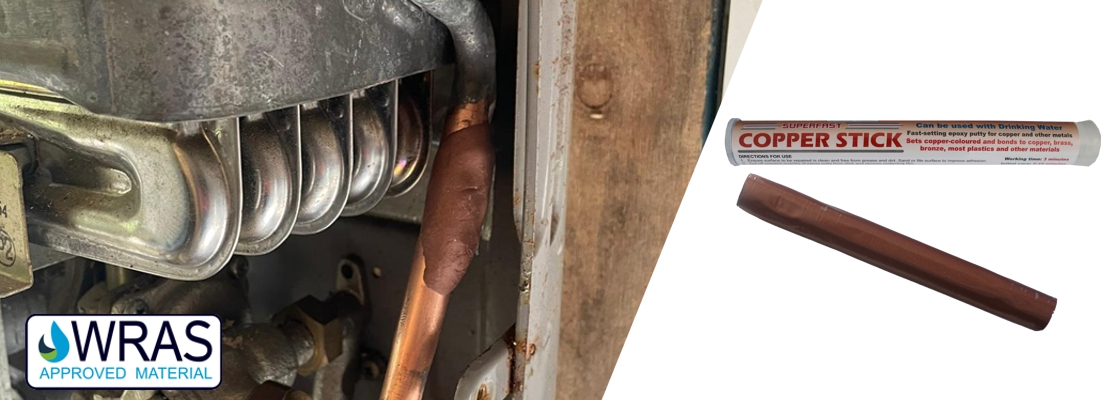 Superfast Copper Epoxy Putty is used to repair copper pipe and other non ferrous metals